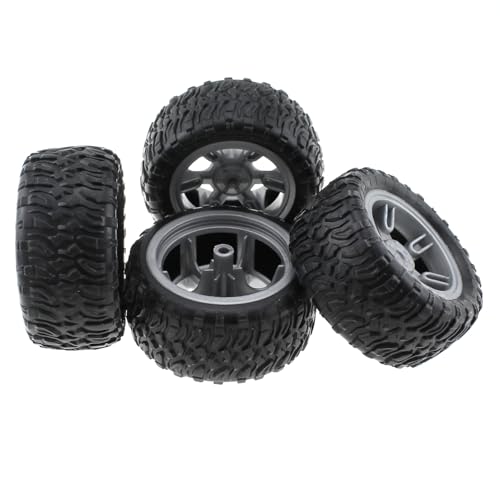 MTQY 4PCS 60mm Toy Car Rubber Tyre Wheels with Shaft Round Rod Axles Automotive Truck Robot DIY Model Toy Parts
