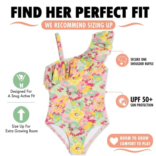 Image of Kanu Surf Girls Morgan Floral Ruffle 1-Shoulder 1-piece Swimsuit