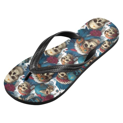 Flip Flop Sandals Indian Skulls Print for Women Men Beach Outdoor XS2