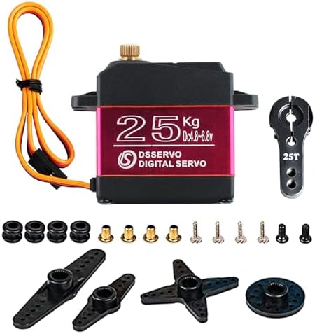 Stemedu DS3225 25KG High Torque RC Servo, Control Angle 180 Degree, Standard Single Axis Waterproof Metal Gear Digital Servo for 1/8 1/10 Baja RC Cars