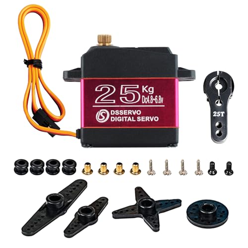 Stemedu DS3225 25KG High Torque RC Servo, Control Angle 180 Degree, Standard Single Axis Waterproof Metal Gear Digital Servo for 1/8 1/10 Baja RC Cars