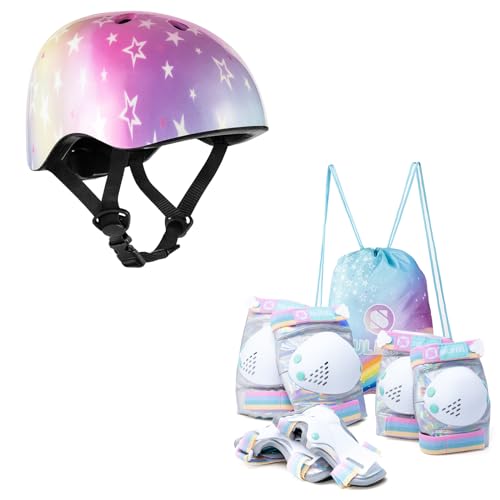%17 OFF! SULIFEEL Rainbow Unicorn Knee Pads for Kids with Kids Bike Helmet