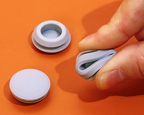 Image of ONLYKXY 5 Pcs Silicone Round Snap in Type Locking Furniture Hole Plugs Button Protective Cover Cap Head (Grey) (16MM(0.62inch))