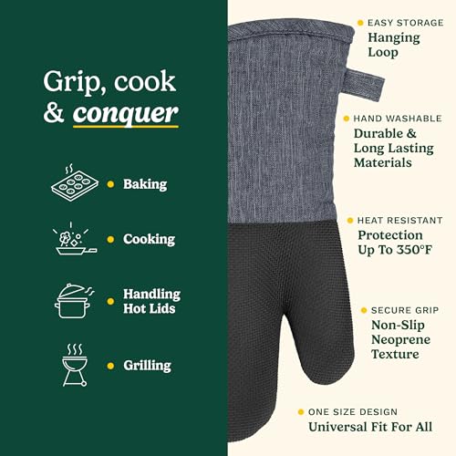 Image of Cuisinart Chambray Kitchen Oven Mitts, Heat-Resistant, 2-Pack, 7 inchx13 inch