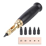 Adjustable Japanese Screw Punch, Screw Hole Punch, 6 Tip Sizes Leather Paper Craft Adjustable Screw,...