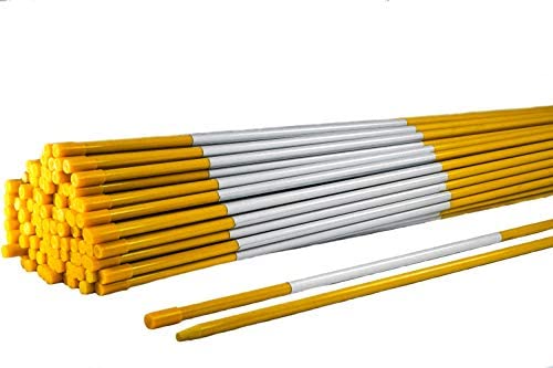 5ft Yellow Pro Snow Stakes - 60" x 5/16" Driveway Markers, Pointed Tip, Hy Viz Reflective Tape, Armor Cap (Choose Quantity) (150)