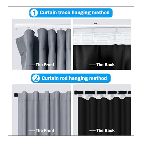 Image of MaKefeile Room Divider Curtains Total Blackout Privacy Curtain Panel Room Thermal Insulated Noise Reduction Curtain for Bedroom Window Living Room Ceiling Track Curtain W 15 ft x H 8 ft Light-Grey.