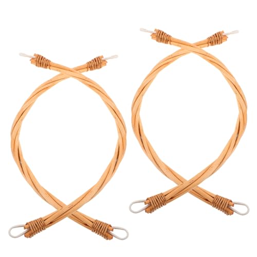 Abaodam 4 Asas de Ratán Tejidas a Mano para Cesta de Picnic Reemplazo de Asa Larga Color Claro Mango Antideslizante para Cesta Plegable y Camping Accesorio Resistente y Cómodo