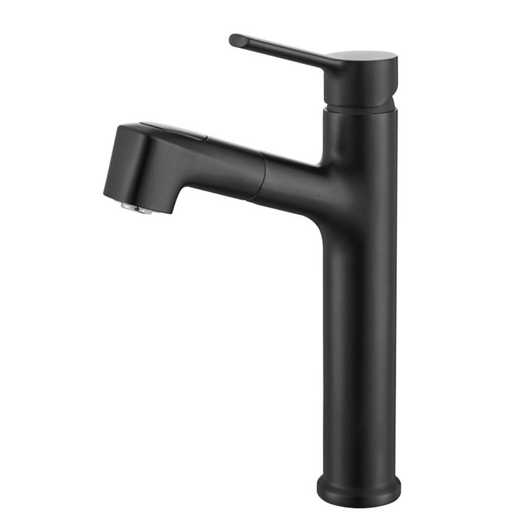 ZYCHSJXA Square Head Gray Above Counter Pull-Out Hot and Cold Copper Wash Basin Shampoo Faucet (Black High)
