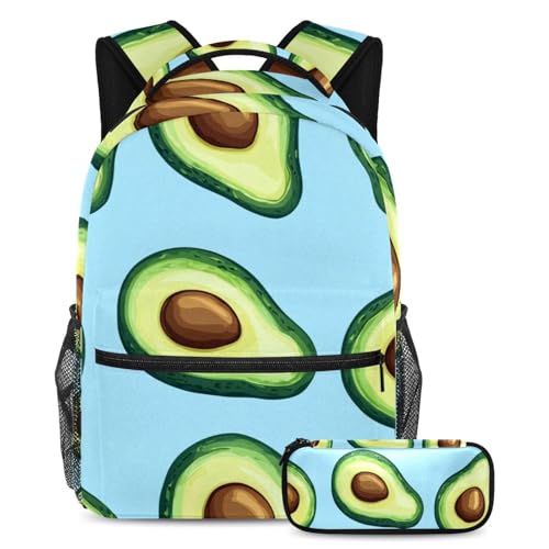 Sac à dos avocat bleu 14 pouces avec trousse ensemble scolaire grand format pour élève