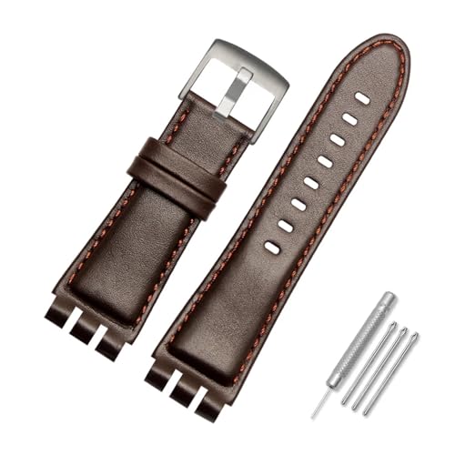 Bracelet de montre cuir 23mm souple noir pour remplacer bracelet Swatch