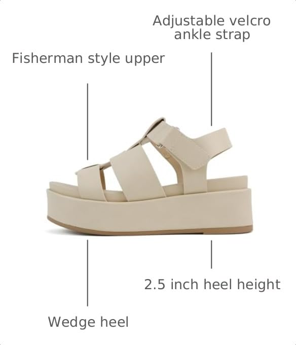 Image of Soda inchAmenda inch ~ Women Round Toe Fisherman Platform Low Heel Wedge Sandal with Adjustable Ankle Strap