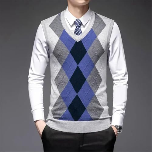 Men's Business Casual Pullover Warm Sleeveless Wool Knitted Sweater Vest Tops4