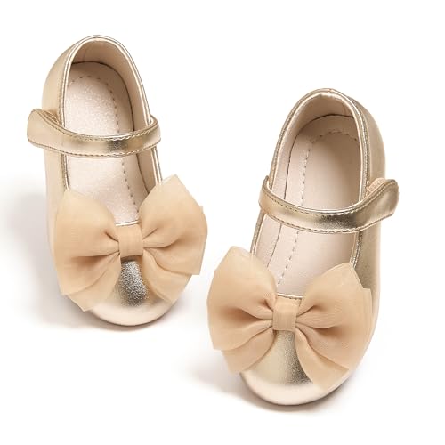Image of PHIRAMIN Toddler Flower Girl Dress Shoes - Little Girl Mary Janes Flats Wedding