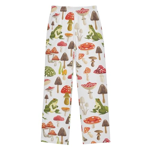 ZZXXB Frog Mushroom Print Boys Long Pants Soft Trousers Elastic Waist Kids Lounge Bottoms with Pockets S-XL