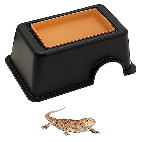 Tfwadmx Reptile Hide Box, Gecko Hideout and Cave with Water Supply for Lizards Snakes Leopard Gecko Spiders Frog