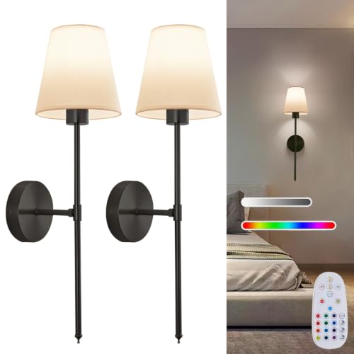 Image of Battery‑Operated Wall Sconces Set of 2, Rechargeable Wireless Wall Lights
