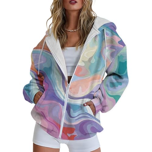 domirica Y2K Floral Graphic Hoodie Spring Jacket Women Full Zip