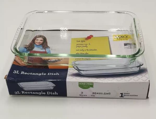 Microwaveable Ovenproof and Freezer Safe Large Rectangular Dish 3 L Roxx