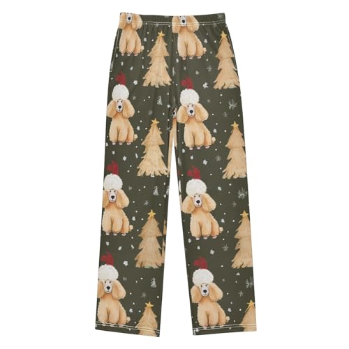 ZZXXB Poodle and Trees Boys Long Pants Soft Trousers Elastic Waist Kids Lounge Bottoms with Pockets S-XL