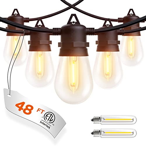 addlon 48FT LED Outdoor String Lights with 15 Edison Vintage Shatterproof Bulbs, Commercial Grade Patio Lights, IP65 Waterproof for Balcony, Backyard and Garden, Warm White addlon 48FT LED Outdoor String Lights with 15 Edison Vintage Shatterproof Bulbs, Commercial Grade Patio Lights, IP65 Waterproof for Balcony, Backyard and Garden, Warm White