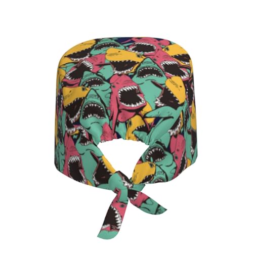 Image of Working Cap Scrub Cap with Sweatband Adjustable Unisex Women Tie Back Hat Nurse Surgical Caps