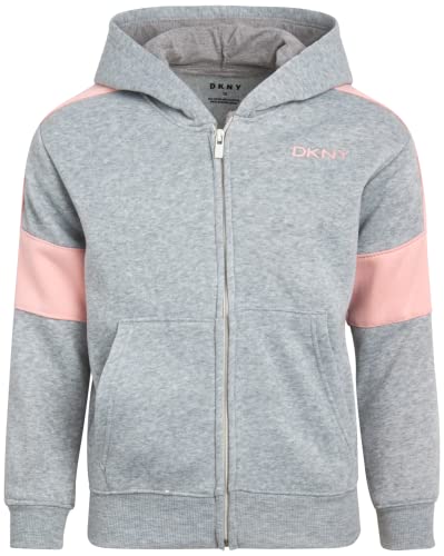 Dkny Girls 3-Piece Athletic Fleece Zip Sweatshirt Hoodie And Jogger Set, Size 7, Light Grey Heather #TOP4