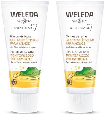 Weleda - Pasta de Dientes para Niños, Elimina la Placa Bacteriana y Previene la Caries, para los Dientes de Leche, 100% Natural, Fórmula a Base de Caléndula, Vegana, Sin Gluten, Sin Flúor - 50 ml