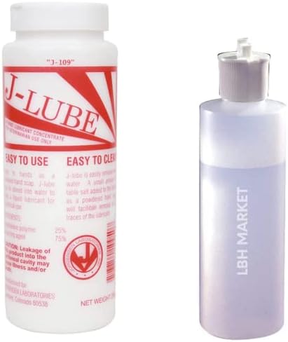 LBH MARKET J-Lube Veterinary OB Lubricant Powder Bundle, 10 oz Water-Mix Concentrate with 8 oz Dispensing Bottle