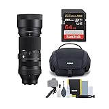 Sigma 100-400mm f/5-6.3 DG DN OS Contemporary Lens for Sony E-Mount Bundle with Camera System Gadget Bag with Accessory and Cleaning Kit, and 64GB Memory Cards (2-Pack) (4 Items)