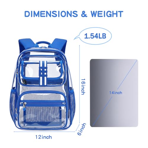 Image of Cusangel Clear Large Backpack for School,16in Heavy Duty Clear BookBag,TPU Large Capacity See Through Backpack for Stadiums,Concerts,Plastic transparente para mujer for 8Age+ Boys Girls