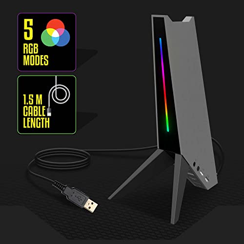 ZEBRONICS Zeb-Demon Tabletop Over Ear Gaming Wired Headphone Stand with RGB Led, Dual USB Ports, 3.5Mm Jack, Abs Material, 1.5 Meter USB Cable,... - Image 5