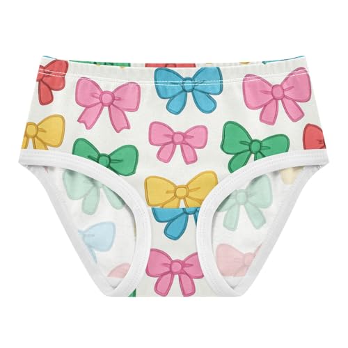 Bows Pattern All Seasons Girls' Panties Breathable Underwear for Girls in Sizes 2T,3T, 4T, 5T, 6Y and 8Y