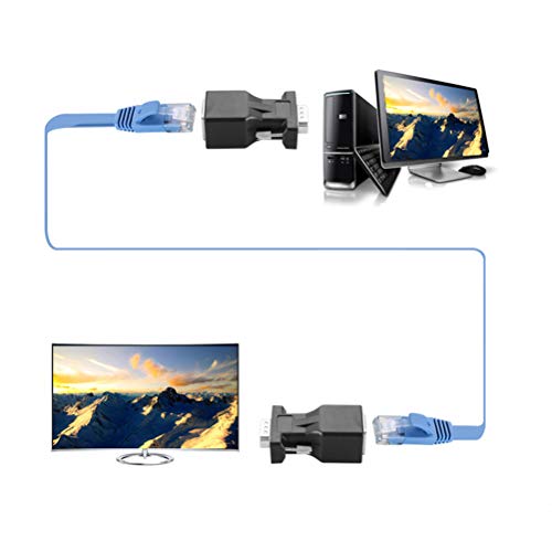 Mobestech 2 Pcs Cabeça Extensor VGA Adaptador Conversor Extensor VGA RJ45 Cabo Amplificador de Exten