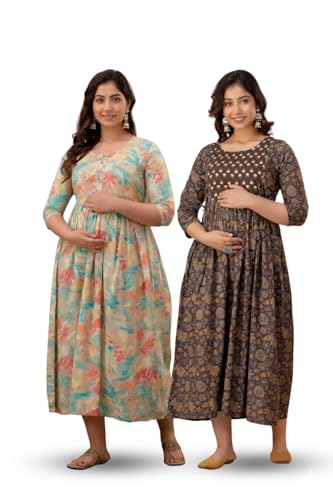 Image of Women's Maternity Kurti for Feeding Zippers |Easy Breastfeeding Kurti for Nursing Pre and Post Pregnancy (Combo of 2 Kurti)