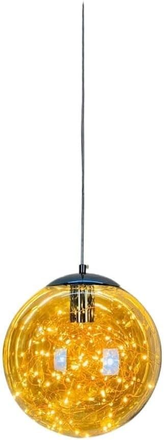 Lámpara LED de mesita de noche colgante: iluminación de techo en metal y cristal esférico