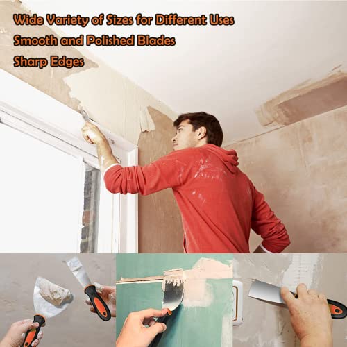 Putty Knife, 7Pcs Paint Scraper Spackle Knife, Putty Knife Set, Taping Knives, Metal Putty Scraper, Stainless Steel Scraper Tool For Spreading Drywall Spackle Mud, Taping, Paint, Wallpaper, Decals #TOP6