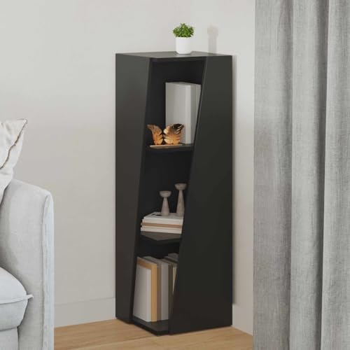 Librería fina negra estantería de madera moderna ahorro de espacio de 100.5 cm 3