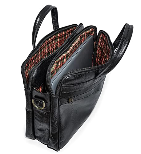 Bolsa Pasta Masculina Feita De Couro Bovino Para Notebook Cor:Preto