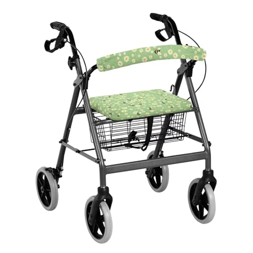 Image of Bee Rollator Walker Seat and Backrest Covers for Seniors Women Universal Walkers Seat Covers Green