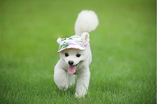 Harikaji Dog Hat,Dog Sunscreen Hat Baseball Cap Outdoor Sports Hat With Ear Holes Chin Strap Adjustable Hat For Small And Medium Dog Large Dogs（M,Flower #TOP2