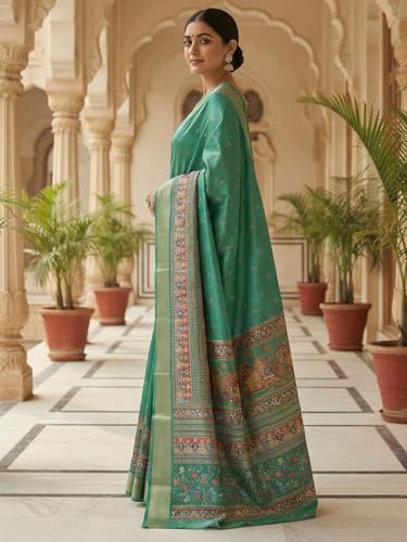 Image of AKHILAM Women's Cotton Silk Floral Printed Saree With Unstitched Blouse Piece (VAISHALI101 SU Parent)
