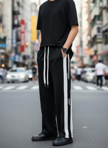 Image of Mack Jonney Men's Striped Track Pants | Side Stripe Design | Regular Fit | Casual & Athleisure Wear |Pack of 1-MMJ-53