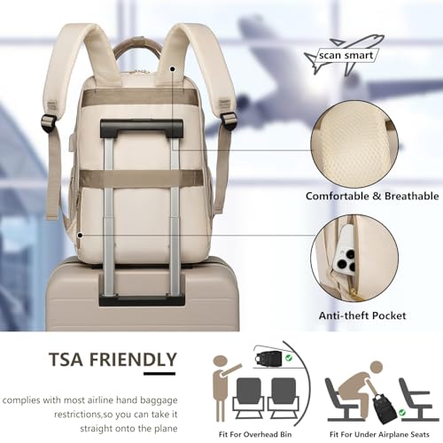 School Backpack Laptop Bookbag for Girls - Women College Business Computer Backpacks 15.6 inch Waterproof Work Travel Back Pack with USB Charger Anti-theft Casual Cute Bag for Nurse Teacher Gift4