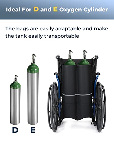 Issyzone Dual Oxygen Tank Holder For Wheelchair, Oxygen Cylinder Bag, With Nice Mesh Storage Pocket Fits D And E Oxygen Tanks, Ideal Gift For Father's Day #TOP2