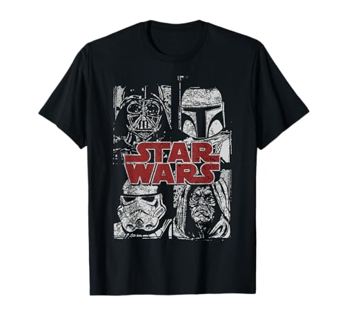 T-shirt Star Wars Villains Panel noir col rond vêtement graphique geek