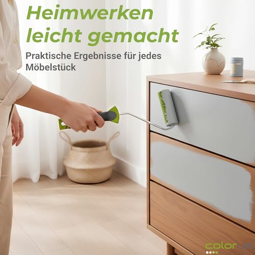 Colorus Lackierwalzen Set 10x Schaumwalze Lackrolle 11 cm gerade mit Bügel – Ansicht 5