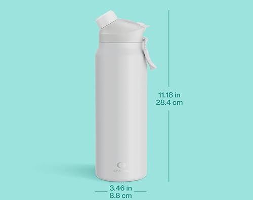 Miniatura 7 de ENCOOL Botella de agua aislada de 32 oz con tapa con popote y boquilla, acero inoxidable, sin BPA, a prueba de fugas, doble pared, para deportes,
