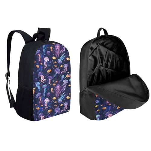 Purple Jellyfish Sea Fish Kids Backpack Set with Lunch Box and Pencil Case 3 Piece School Book Bags2