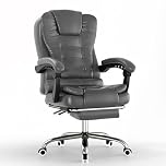 Blisswood Office Chair, Desk Chair with Lumbar Support, Ergonomic Office Chair with Footrest, Adjustable Height, 135° Recline Tilt Function 360° Swivel for Home Office Working (Grey)